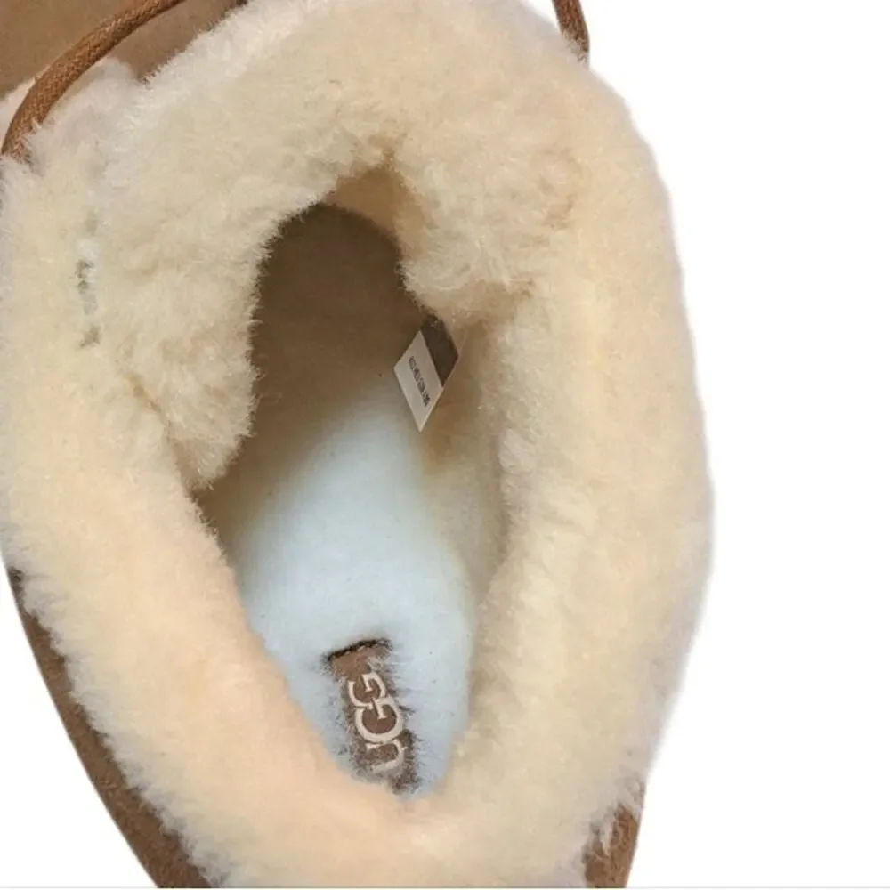 UGG Pumped Lace-Up Chestnut Suede Comfort Women's Slippers Size US 10 /UK 8 NEW